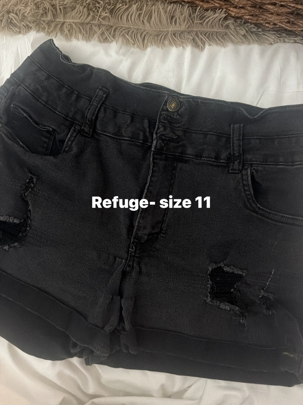 Refuge Black Distressed Denim Jean Shorts